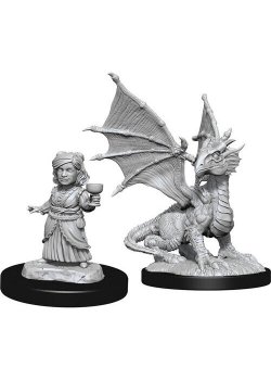D&D Nolzur's Marvelous Miniatures: Silver Dragon Wyrmling & Halfling Dragon Friend